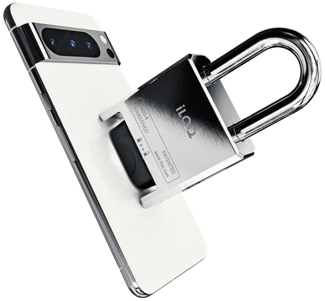 A phone held against an iLOQ S50 padlock